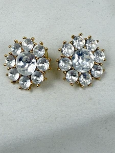 Neu ohne Etikett Napier Ohrringe signiert Cluster klar Kristall goldfarben durchbohrt - Bild 1 von 8