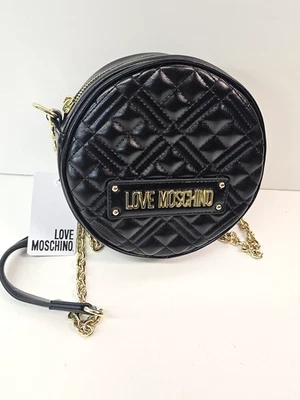 Bolso Bandolera Love Moschino Logo Italiano Acolchado Cuero Cadena Bolso Foto 1 de 4