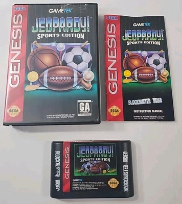 Jeopardy Sports Edition (Sega Genesis, 1994) Complete w/ Case Cartridge Manual  - Image 1 of 4