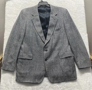 Tweed Blazer Men 44 Gray Stripe Wool Herringbone Kuppenheimer USA Made - Picture 1 of 14