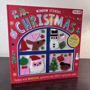Window Stickies Gel Clings Kids Christmas Activity Puzzles Cards Game Book NEW - Foto 1 di 9