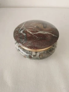 Vintage italienische Alabaster Handarbeit aufklappbar Marmor Schmuckschatulle - Bild 1 von 8