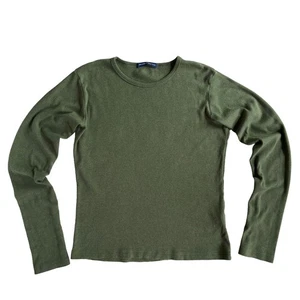 BRANDY MELVILLE LONG SLEEVE COTTON T-SHIRT ARMY GREEN - Picture 1 of 4