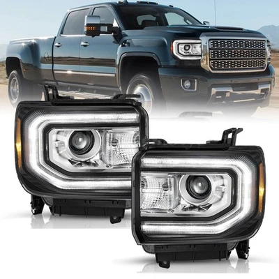 For 2016-2018 GMC Sierra 1500 HID/Xenon w/ LED DRL Projector RH+LH Headlights Foto 1 de 4