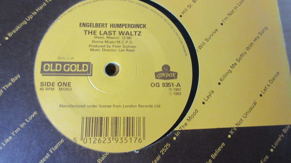 Engelbert Humperdinck Last Waltz/Am I That Easy to Forget 7" **MINT** - Image 1 of 1