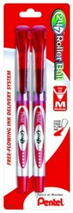 NEW Pentel 2-Pack 24/7 Rollerball Pens RED INK 0.7mm Medium Tip Capped Free Flow - Picture 1 of 2