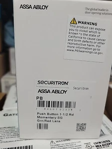 NEW ASSA ABLOY Securitron PB Push-to-Exit Button DPST Momentary Illuminated Lens - Bild 1 von 1
