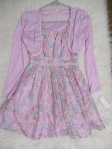 Vestido Knit Works Niñas Talla 12 Rosa, Lavanda Floral Forrado Tul y Cárdigan Usado en Excelente Condición - Imagen 1 de 9