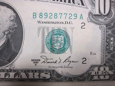 1981A $10 FRN #B89287729A - Image 1 of 4