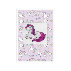 Luca-S counted Cross Stitch Kit Make A Postcard "Unicorn", 10x15cm, DIY SP-80 - Picture 1 of 4