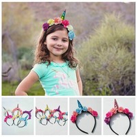 band elastische baby stirnband einhorn horn kopfbedeckungen diadem kinder
