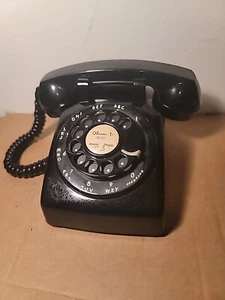 Vntg BELL SYSTEM WESTERN ELECTRIC Black Rotary Telephone 5302g Desk Metal Dial - Picture 1 of 19