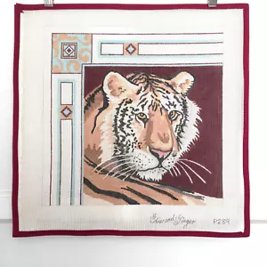 EDIE & GINGER Handpainted Needlepoint Canvas Tiger Decorative Border 14 Mesh - Picture 1 of 3