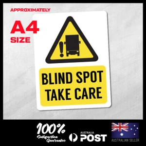 LARGE BLIND SPOT TAKE CARE SIGN - A4 Decals Vinyl Stickers 210x273mm FOR TRUCK - Picture 1 of 1