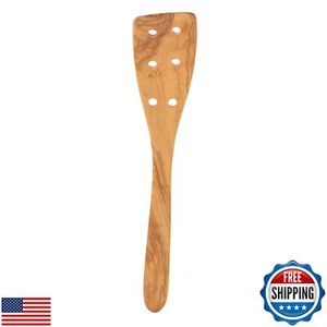 Eddington 50006 Italian Olive Wood Pierced Spatula, Handcrafted in Europe, 12 - Picture 1 of 5