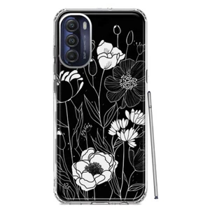 For Motorola Moto G Stylus 5G 2022 Shockproof Line Art White Floral Flowers Case - Picture 1 of 3