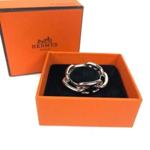 HERMES Chaine D'ancre Scarf Ring Silver Hardware H Chain Near Mint - Picture 1 of 13