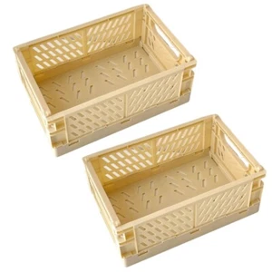 Mini Foldable Baskets Plastic Desk Decors Storage Crates for Bedroom Desktop Box - Picture 1 of 14