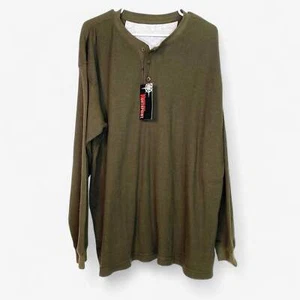 NorthPoint Men's Green Waffle Weave Henley T-Shirt Size L Long Sleeve NWT - Picture 1 of 2