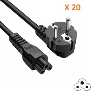 Lot 20x UE IEC C5 Cordon Tripolaire Pour Chargeur Ordinateur PC Portable - Imagen 1 de 1