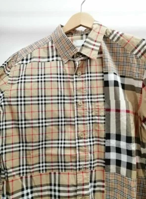 Camisa Burberry Abotonada Manga Larga Crazy Nova Check Beige Talla M Usada Foto 1 de 4