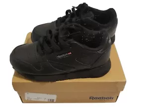 Reebok Classic Leather Black Toddler Sneakers Size 8 - Picture 1 of 6