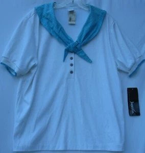 Vintage Jantzen women's short sleeve cotton/polyester blend polo style top large - Picture 1 of 2