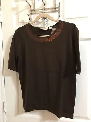 NUEVO CON ETIQUETAS: Suéter Manga Codo Aquacker Factory Glamour & Shine, Marrón Talla S, QVC A93119 Foto 1 de 4