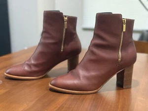 Sarah Flint Perfect Zip Bootie Brown/Tan Two-Zip Block Heel Sz 42/11.5 - Picture 1 of 12