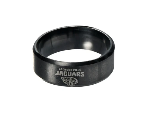 Jacksonville Jaguars Black Stainless Steel Engraved Ring Sizes 8 9 10 11 12 13 Cover