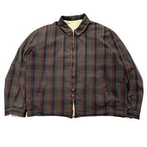 Vintage 50s Ricky Reversible Jacket Plaid & Canvas Rockabilly Talon Zipper Sz M - Picture 1 of 11