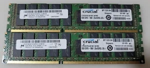 Crucial Micron 16GB 2X8GB 4RX8 PC3L-8500R-7-13-H0 CT8G3ERSLQ81067 Server Memory - Picture 1 of 4