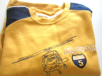 全新 SHIRT BOY'S 尺寸 6 绿色狗衣服长袖 带直升机标志 — 第 1/4 张图片