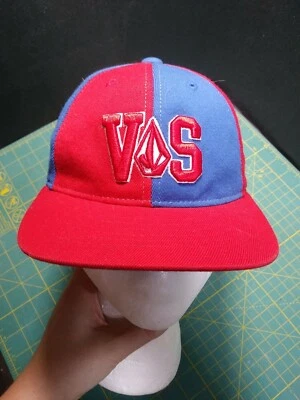 Volcom Hat Youth Kid Size Flexfit Blue Red VS Unisex Skater Skateboard  - Image 1 of 4