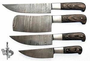 WP-Knives Custom Handmade Damascus Steel Splendid Kitchen Set Knives Lots of 4 - Picture 1 of 4