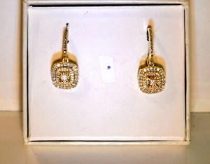 Diamond Earrings 18K Gold Over Fine Silver 1.10 Carats Natural Diamonds (VIDEO)! - Picture 1 of 11