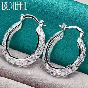 DOTEFFIL 925 Plata Esterlina Retro Hueca Flor 30mm Pendiente de Arro Fiesta Joyería - Imagen 1 de 6