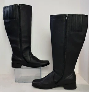 Step Up Black Leather Tall Riding Boots Womens Size 10.5W Valley Lane 35-0584-9 - Picture 1 of 12
