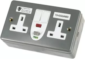 Valiance+ RCD08MPVN RCD Protected Double Gang Metal Switched Socket – Passive - Picture 1 of 3