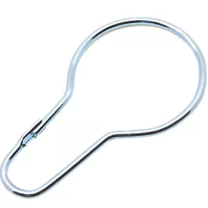 CHROME SHOWER RINGS 12 Pack Keyhole Shape Metal Wire Clip Hook Silver Bathroom - Picture 1 of 1