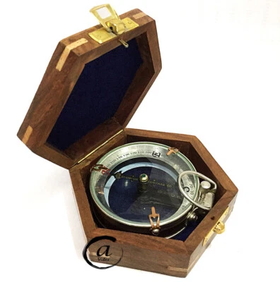 TITANIC SHIP/BOAT COMPASS W/ BOX WOODEN CASE NAVIGATION PREMIUM GIF Valentine - Image 1 of 4