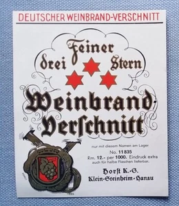 old Liquor Label Bottle label label Brandy Label Horst KG Hanau - Picture 1 of 2