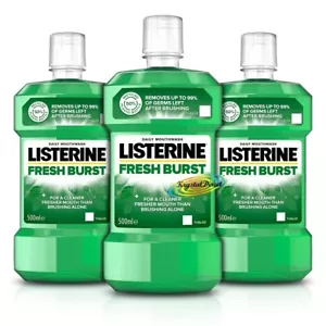 3x Listerine Fresh Burst Anti Bacterial Oral Care Mouthwash 500ml - Picture 1 of 1