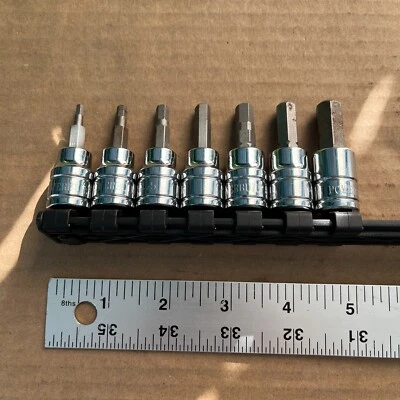 Powerbuilt 7 Piece 3/8" Drive Hex Allen Socket Set CR-V3-10  3mm-10mm - Image 1 of 4