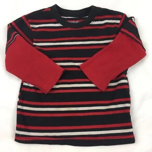 Garanimals Pullover Ragazzo Taglia 24 Mesi Rosso Bianco Nero Jersey Righe Cotone - Foto 1 di 4