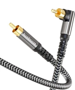 Subwoofer Cable 90 Degree 6FT RCA Audio Dual Shielded Gold Plated 90°Male RCA... - Picture 1 of 7