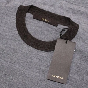 Windsor NWT Pullover Sweater Size L in Gray with Brown/White Wool/Silk/Cashmere - Picture 1 of 11