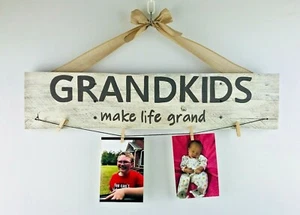 Bild Hängebrett Enkelkinder Make Life Grand handgefertigte wiedergewonnene Palettenfarbe - Bild 1 von 12