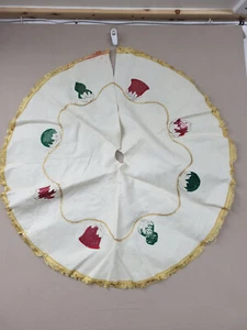 Vtg Christmas Tree Felt Skirt Handmade 35 in. Sequined Ornaments *READ* - Picture 1 of 4
