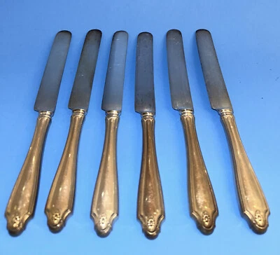 Cuchillos de mantequilla cubiertos de plata georgianos Oneida Community 6 piezas Foto 1 de 3